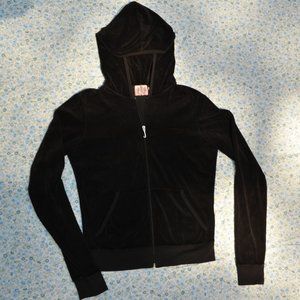 Juicy Couture Black Hoodie White Graphic Velour L